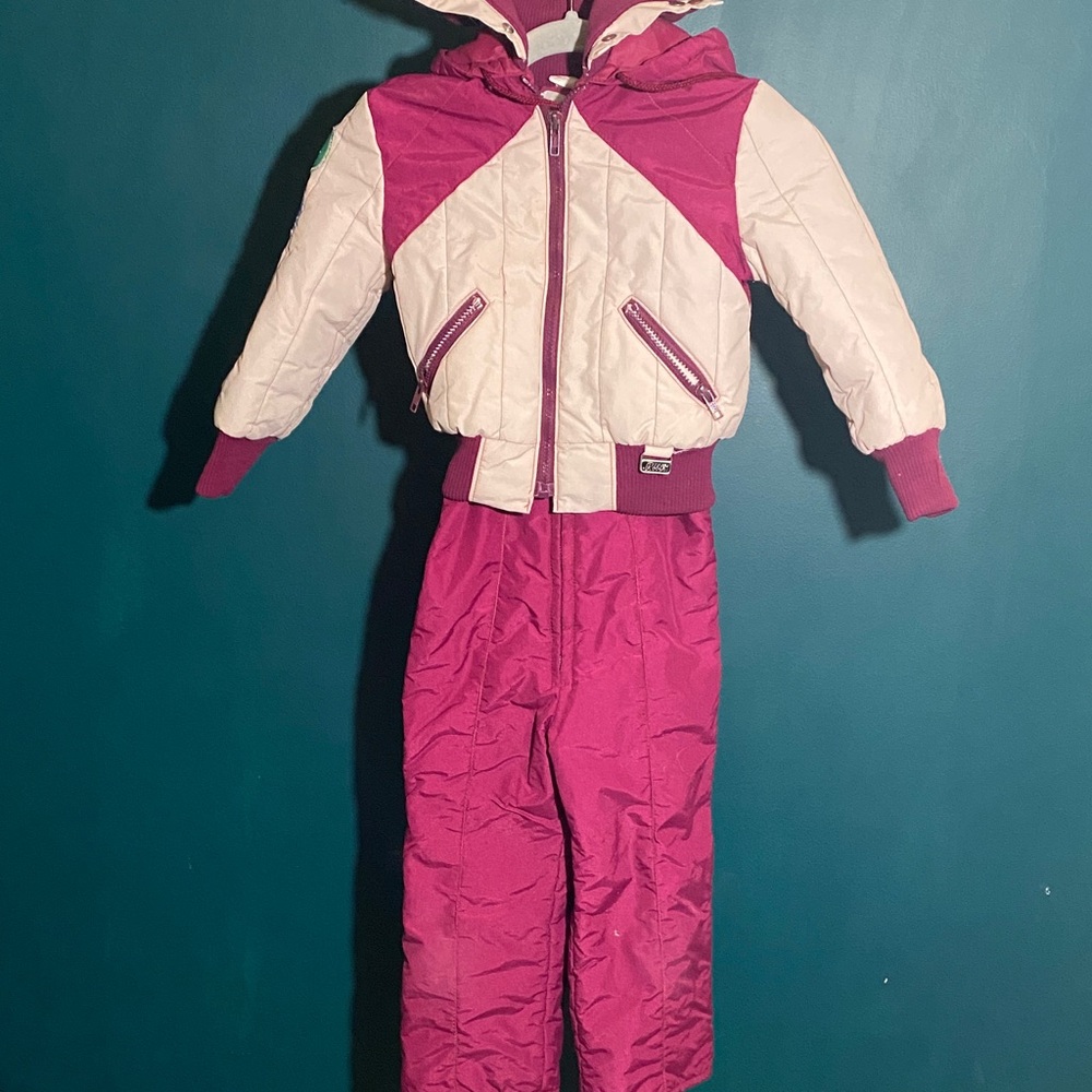 Kids Burgundy and White Matching Winter Snowsuit Set